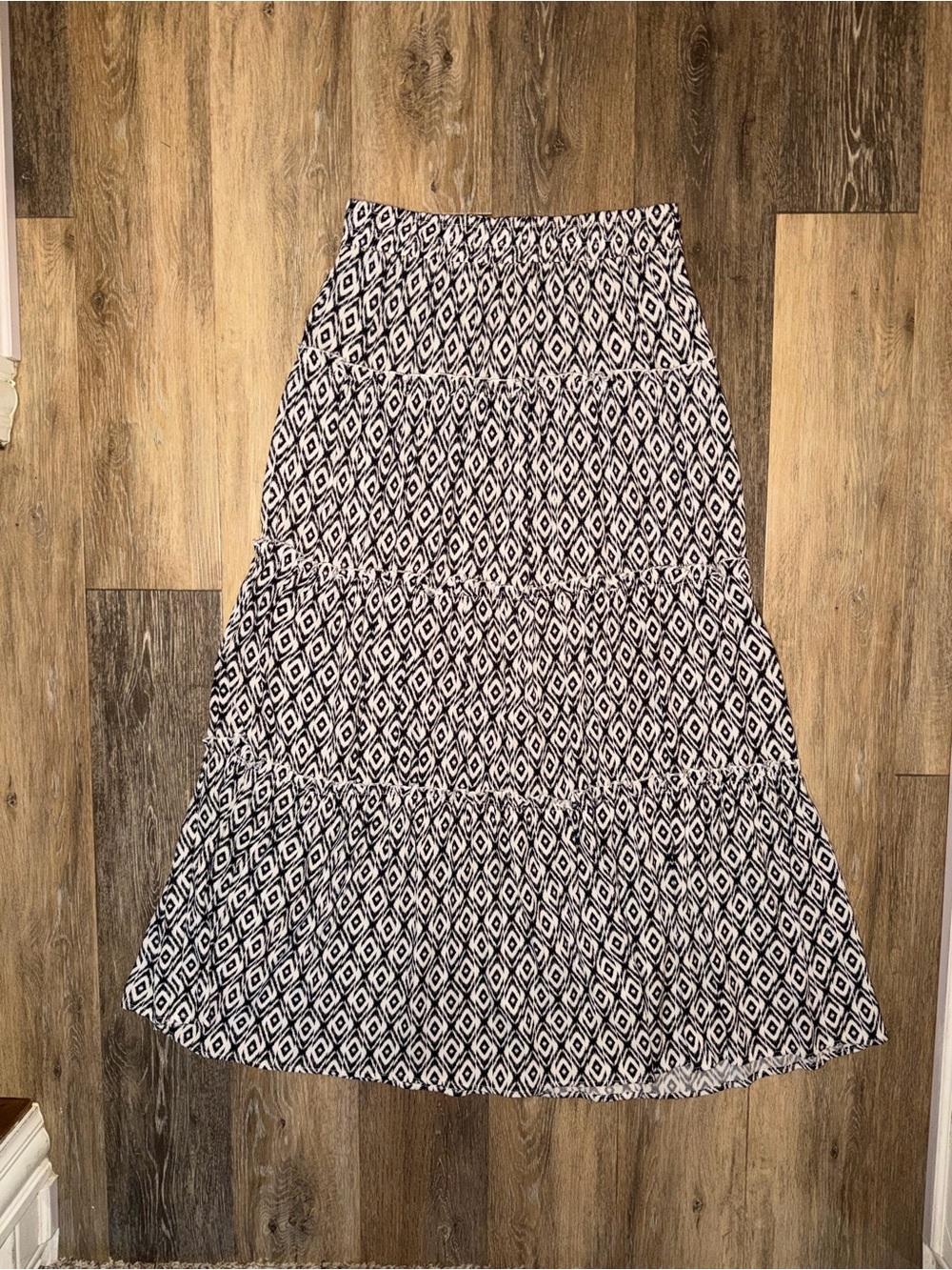 Hot Kiss Women’s Black and White Tiered Maxi Skirt - Picture 2 of 6